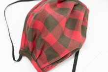 Face Mask w/ Head Straps, Red & Olive Plaid - Made in USA Face Masks nikijon jeanwear 