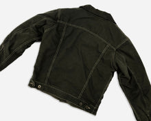 Olive Canvas Trucker Jacket, Wool Lined Jacket Nikijon 