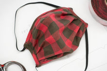 Face Mask w/ Head Straps, Red & Olive Plaid - Made in USA Face Masks nikijon jeanwear 